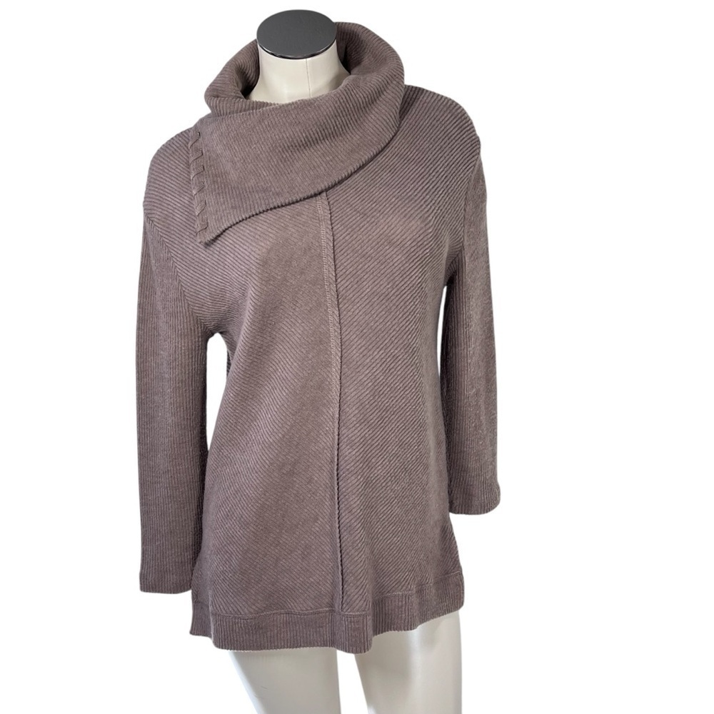 DEMOCRACY Cowl Neck High Low Brown Tunic Top Women's Size XS
